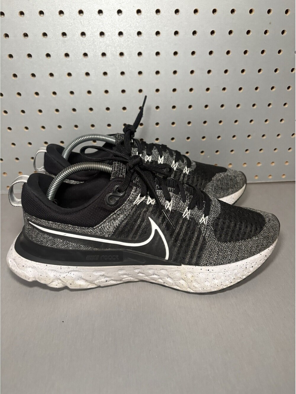 Nike React Infinity Run Flyknit 2 Shoes Mens 10.5 Black Oreo Running Sneakers